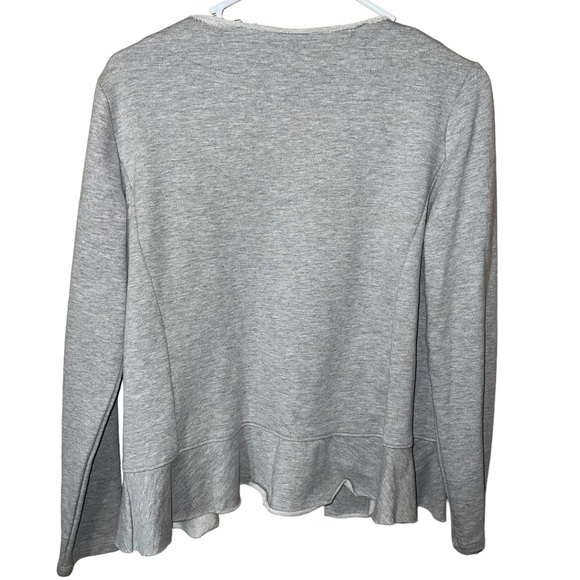 Jane and Delancey Gray Open Sweatshirt Peplum Cardigan - Picture 2 of 4